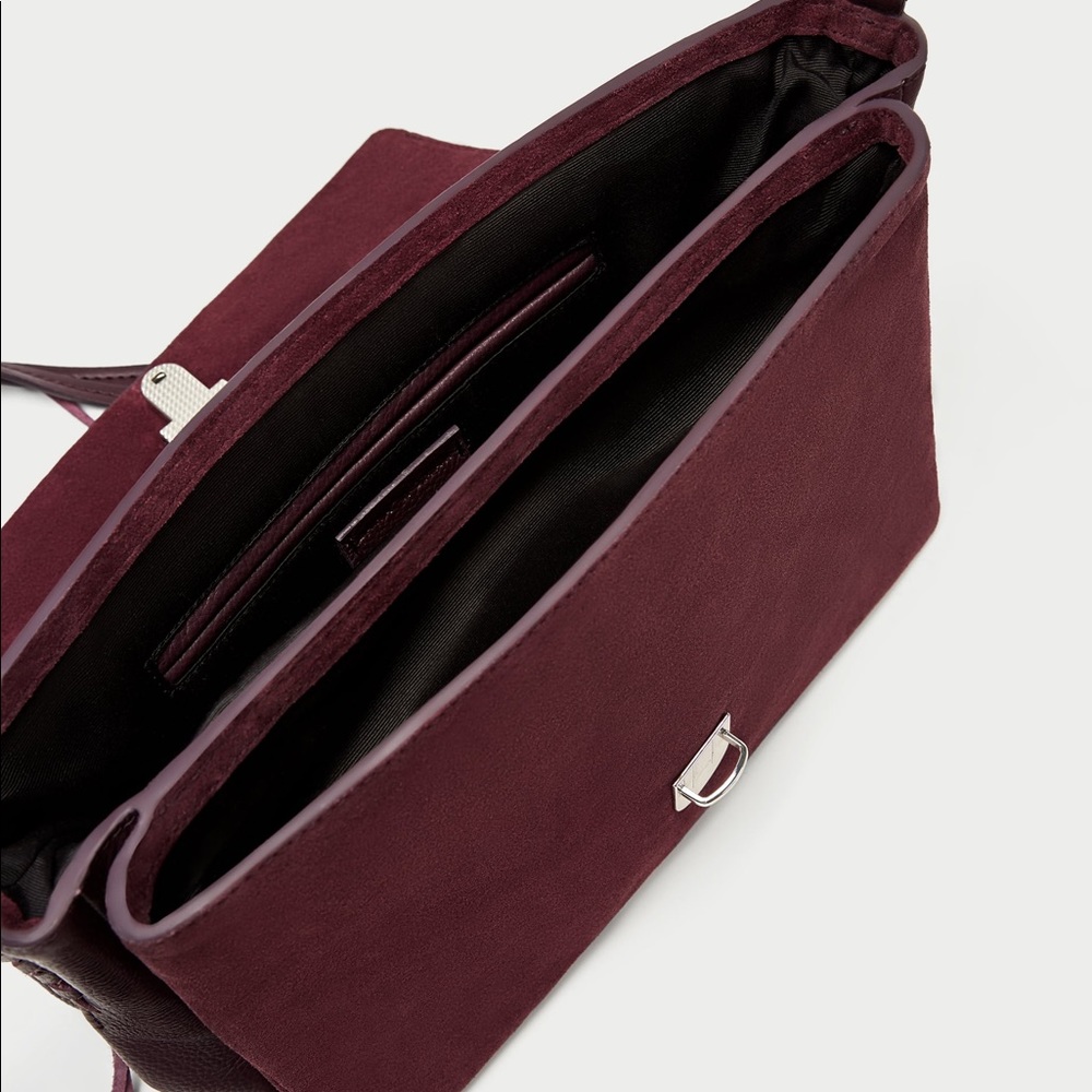 NWT Zara Eggplant Purple Braided Leather City Bag - Picture 3 of 8